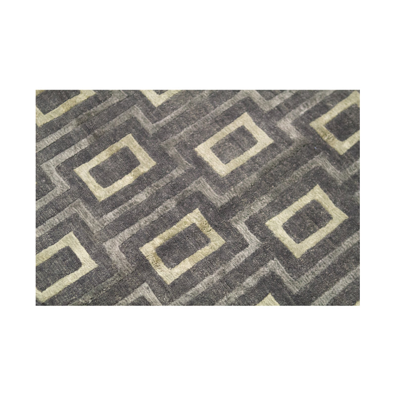 Tapis gris et argent noué à la main de haute qualité