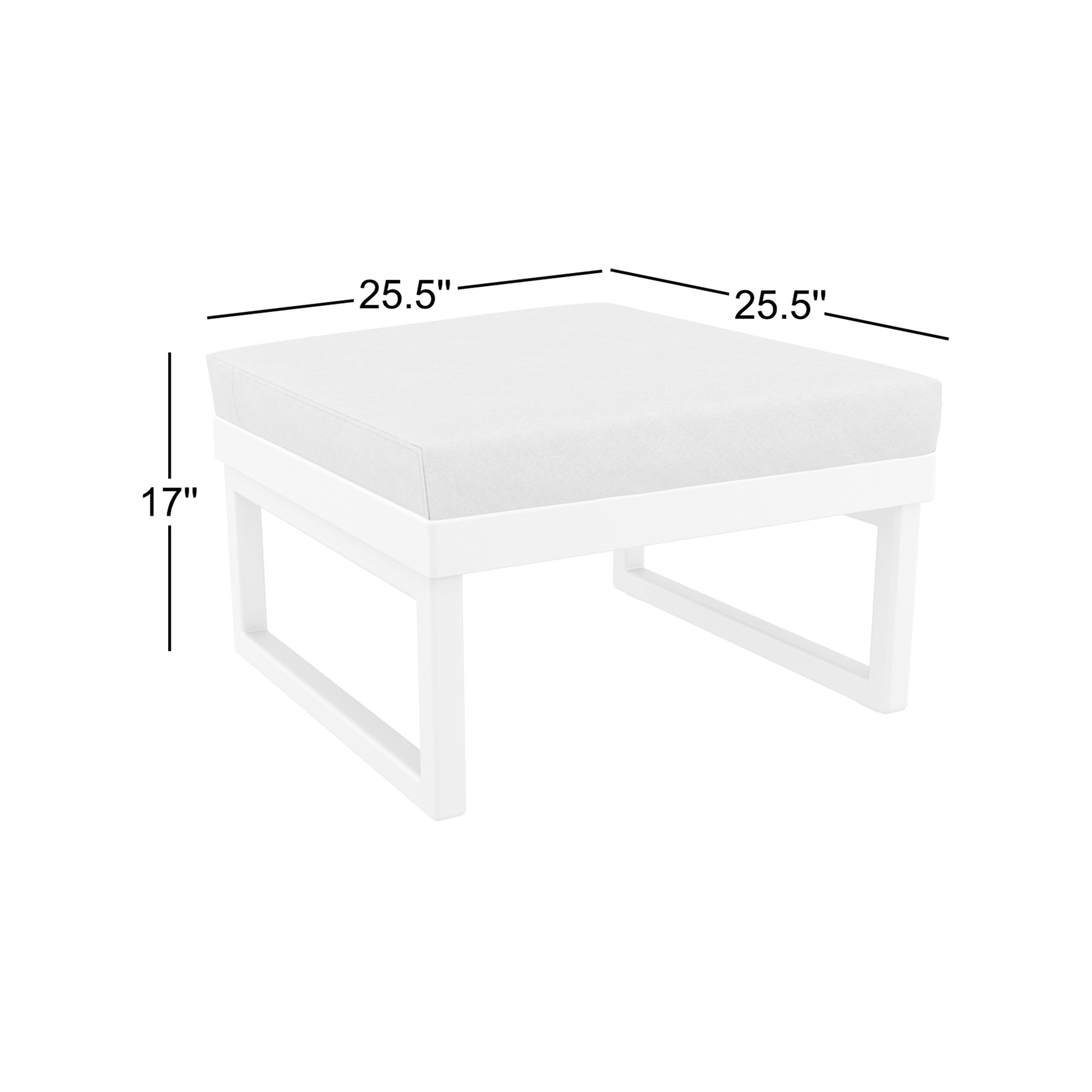 Lane Upholstered Outdoor Ottoman with Cushion, White, Natural