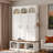 Farmhouse Arched Design Hall Tree With 3 Hidden Storage, 5 Hooks, Compartments Amd Bench-30677897