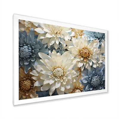 " Chrysanthemums White Blue Mosaic Garden "