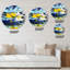 Composition abstraite de marbre jaune et bleu II - horloge murale moderne-93602246
