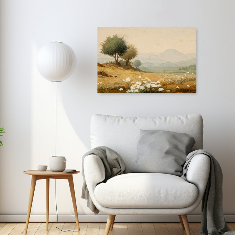 Reproduction d'art mural abstrait blanc, 24" H x 36" W
