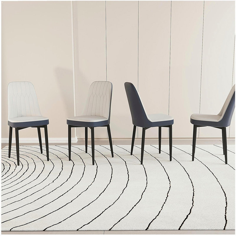 Chaises de salle à manger 4 pièces de style moderne, fabriquées en cuir de polyuréthane de haute qualité, avec coussins épais, chaise de cuisine à pieds en métal, chaise de salle à manger de restaurant