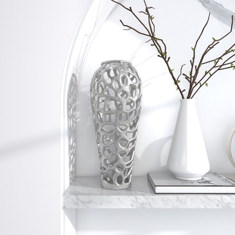 Vase Bodo, Argent, H 19 po x l 8 po x P 8 po