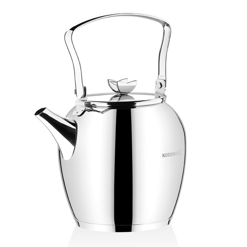 Korkmaz 2.3L Silver Stainless Steel Kettle with Butterfly Handle