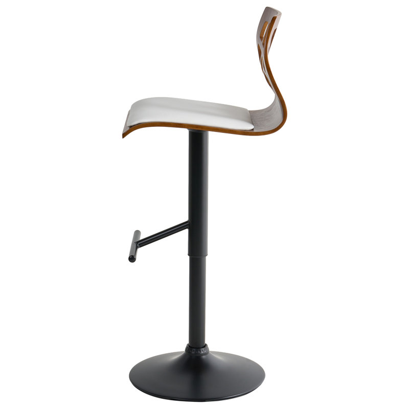 Swivel Upholstered Adjustable Height Counter Stool, White, Matt Black
