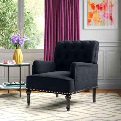 Jakub 28.5"" W Velvet Tufted Polyester Armchair with Nailhead Trim -  Willa Arloâ¢ Interiors, F577EC239E8242BA99E1C673008FDFC7