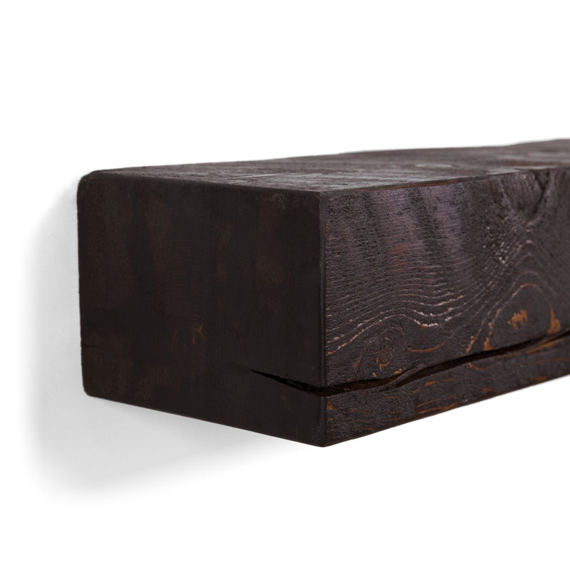 Dogberry Collections Solid Beam Fireplace Mantel Shelf, 60", Aged Oak