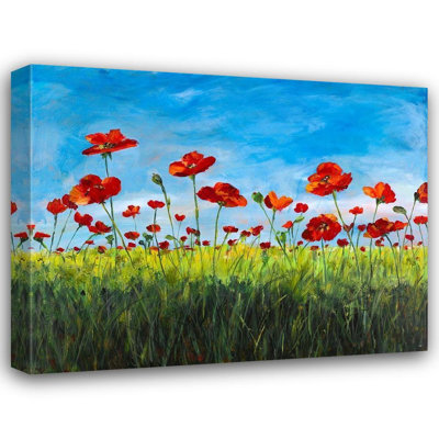Toile tendue avec châssis Red Barrel Studio® DeRice, Julie, Wild Poppies
