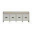 Banc en tissu beige et blanc avec rangement