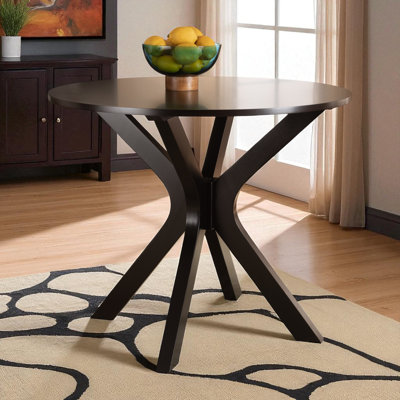 Cassia Round Top Dining Table with Dark Brown Finish, 29.85'' H X 34.16'' W X 34.16'' D