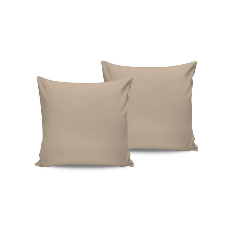 Premium Satin Pillowcase Set (2 Pieces), 100% Cotton, 23.6 x 23.6 inches | 210 Thread Count, Soft Beige Color | Machine Washable at 86°F, Luxurious Comfort for Hair & Skin, Perfect for Home & Travel