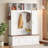 4-IN-1 Elegant Hall Tree With Golden Hooks & Handles, Practical Entryway Walnut Bench With Adjustable Shelves-116005609