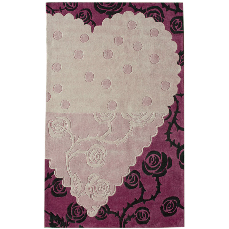 Tapis rose Elerte Heartful, Rectangle 7 pi 7,2 po x 9 pi 6 po