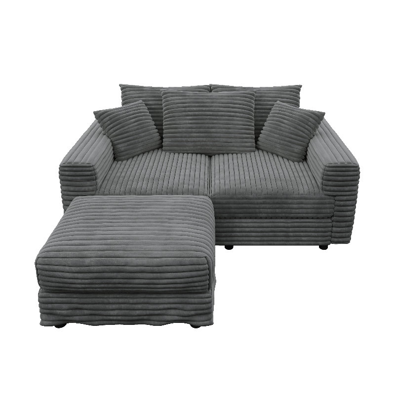 Canapé modulaire Corduluxe avec velours côtelé moelleux et mousse haute densité, Velours côtelé gris