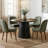5-Piece Modern Dining Set for 4 with 42" Round Black Pedestal Dining Table and 4  Upholstered Dining Chairs-911769416