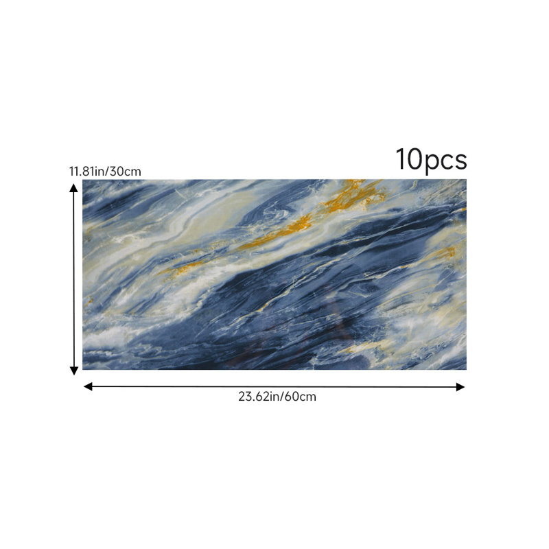 Polyvinyl Chloride (PVC) Peel and Stick Field Tile, 30 cm x 60 cm, Blue/Brown