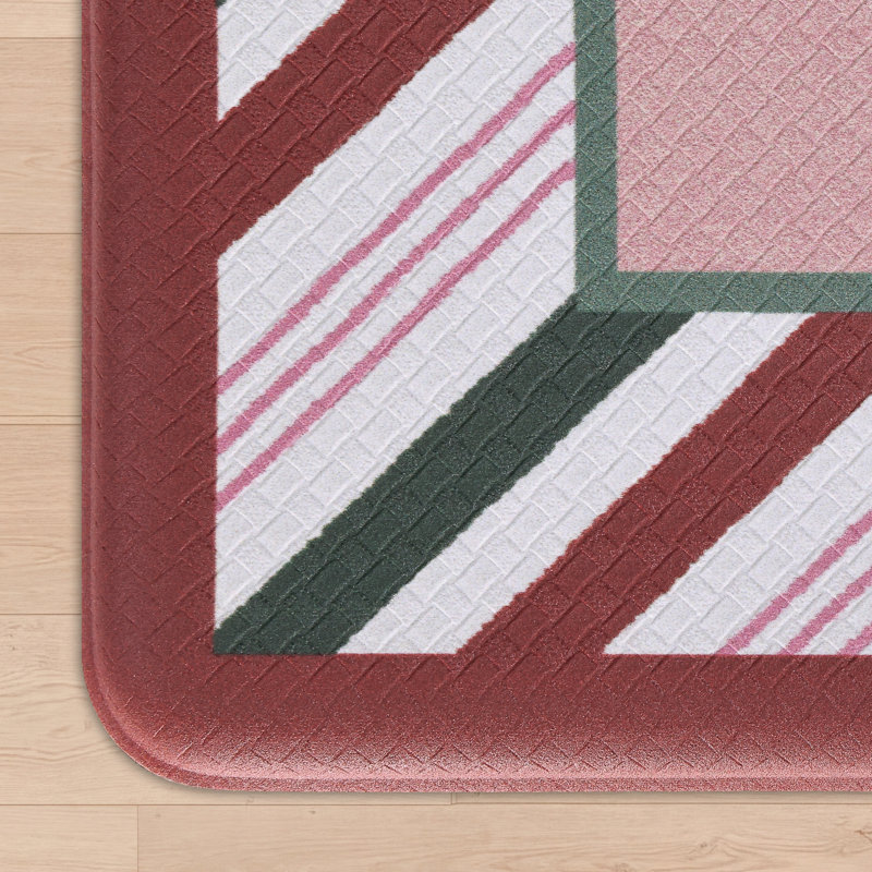 Tapis de cuisine Laura Ashley Candy Cane, 17,5 po x 32 po, Pink