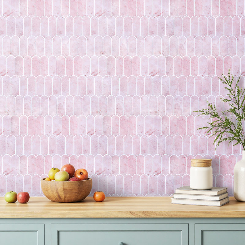10Pcs Self-Adhesive Wall Tile Stickers, Light Pink