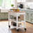 38.4'' Wide Acacia Kitchen Rolling Island Cart