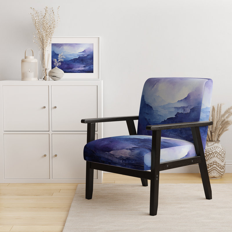 Indigo Dreams I - Fauteuil rembourré moderne, Accoudoirs carrés noirs