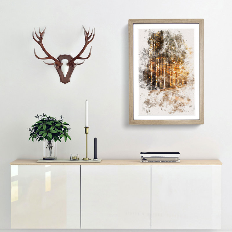 Sunlight Through the Forest - Picture Frame Painting Print, Oak Framed, 63cm H x 45cm W x 2cm D