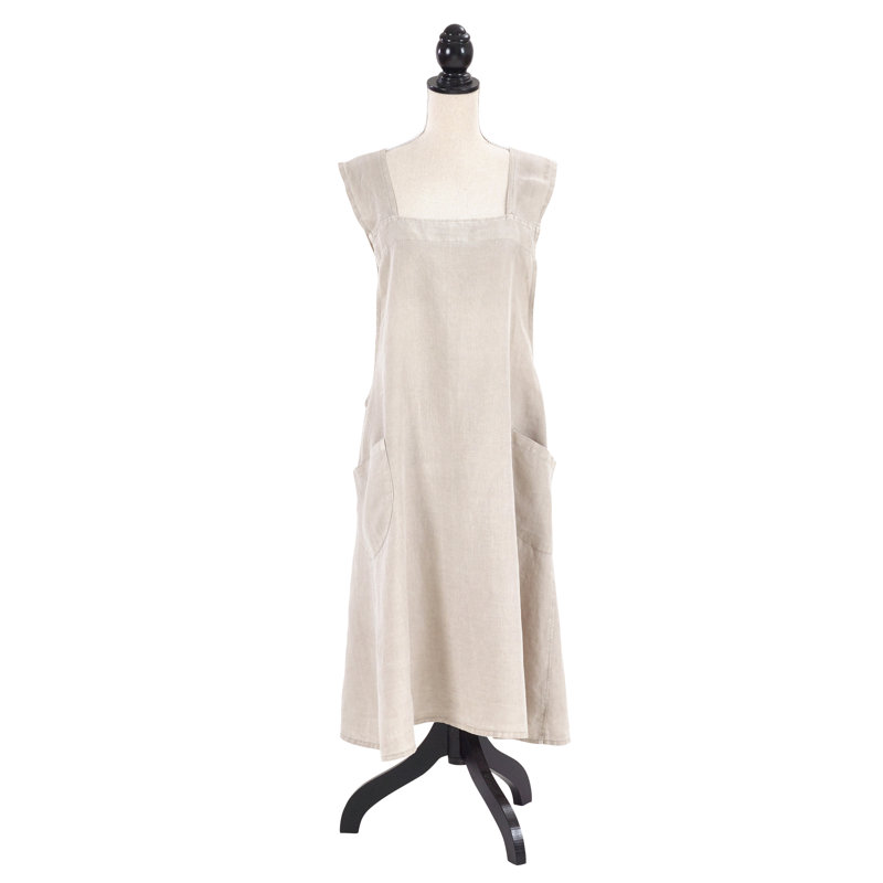 Tablier en lin Myron Crossback, Taupe