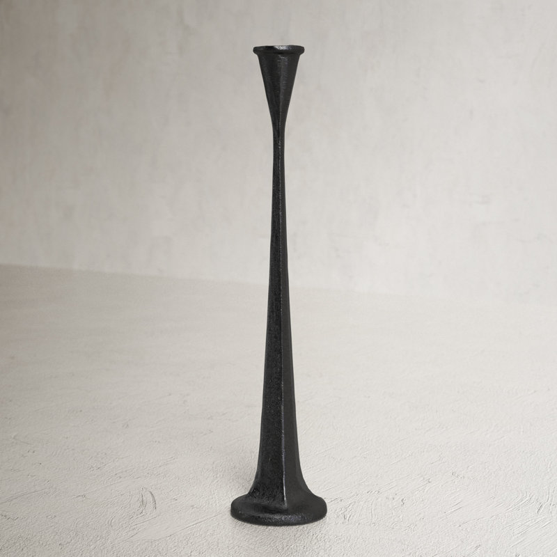 Iron Tabletop Candlestick, 14.13" H x 3" W x 3" D