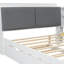 Lit double en bois avec lit gigogne et rangement pour la tête de lit, tablettes en blanc - option de lit gigogne élégant, esthétique rotative moderne
