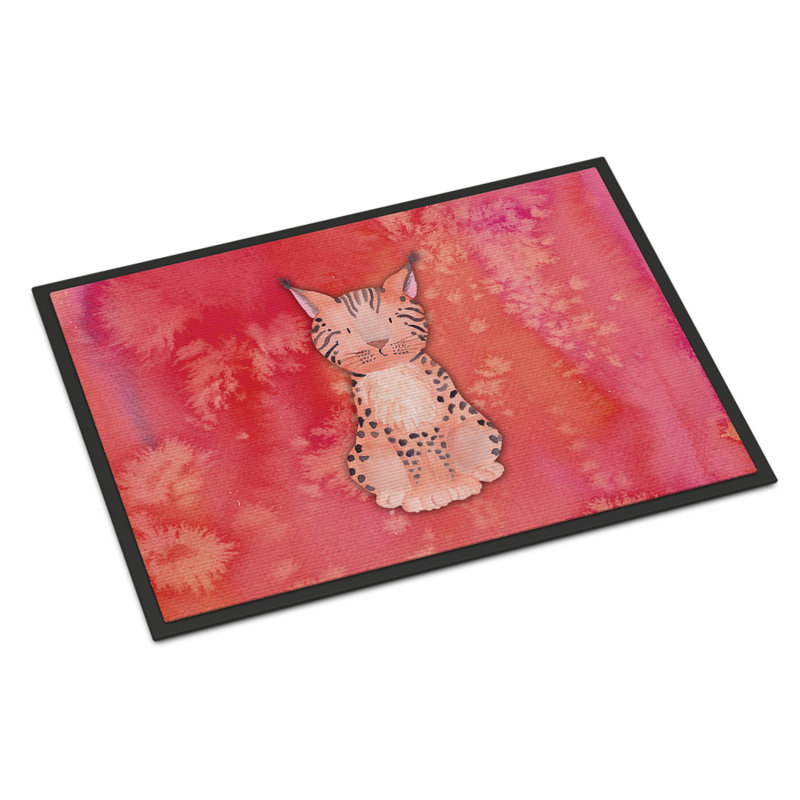Tapis de porte pour l’extérieur antidérapant en aquarelle lynx Aurelio, H 0,2 po x l 36 po x P 24 po