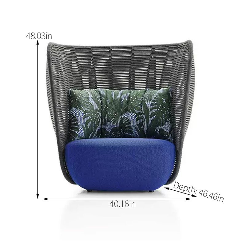 Chaise longue d'extérieur en tissu tressé imperméable avec corde