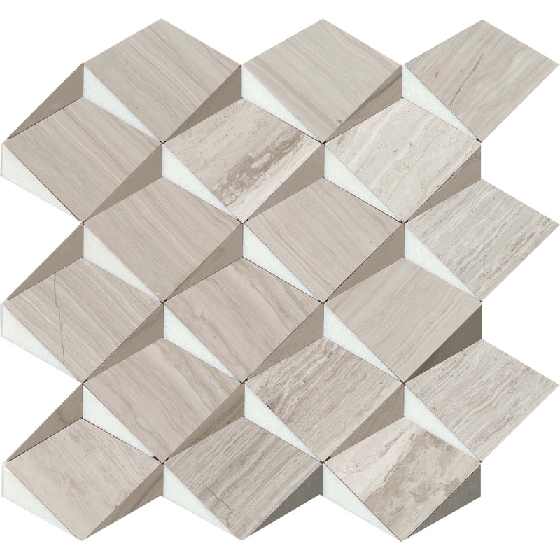 Bizou™ 13 x 13 in. Marble Decorative Accent Tile, White/Cream
