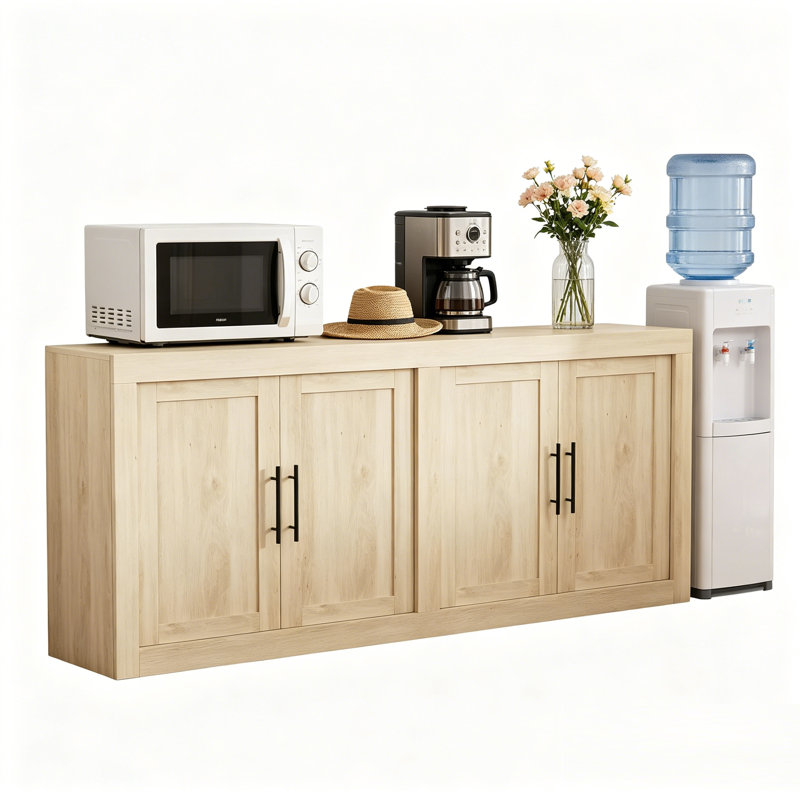 Buffet 70,8 po avec rangement, armoire décorative Mid-Century moderne avec 4 portes, crédence en bois et café pour le salon, la cuisine et le couloir.