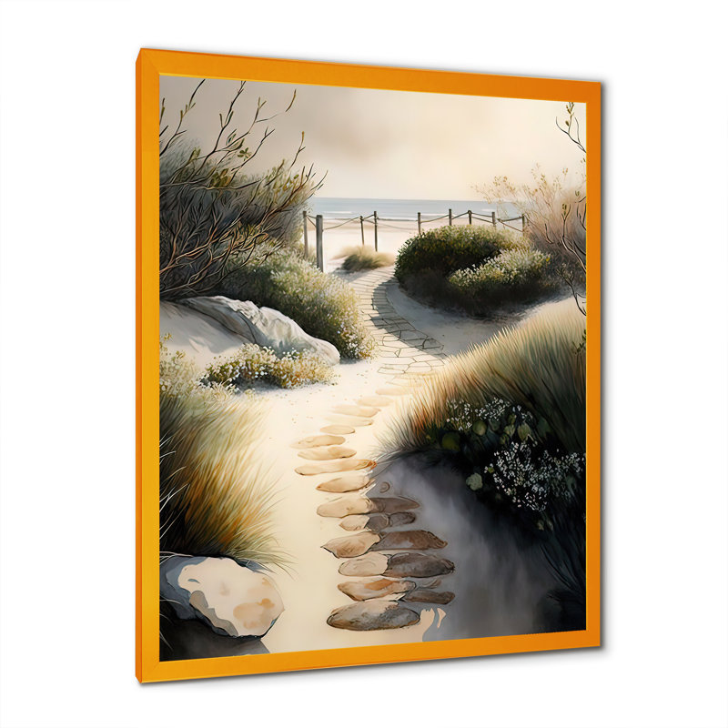 " Path To The Beach I ", Gold Framed, 40" H x 30" W x 1.5" D