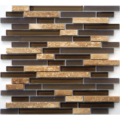 12" x 13" Natural Stone/Glass Linear Mosaic Wall & Floor Tile