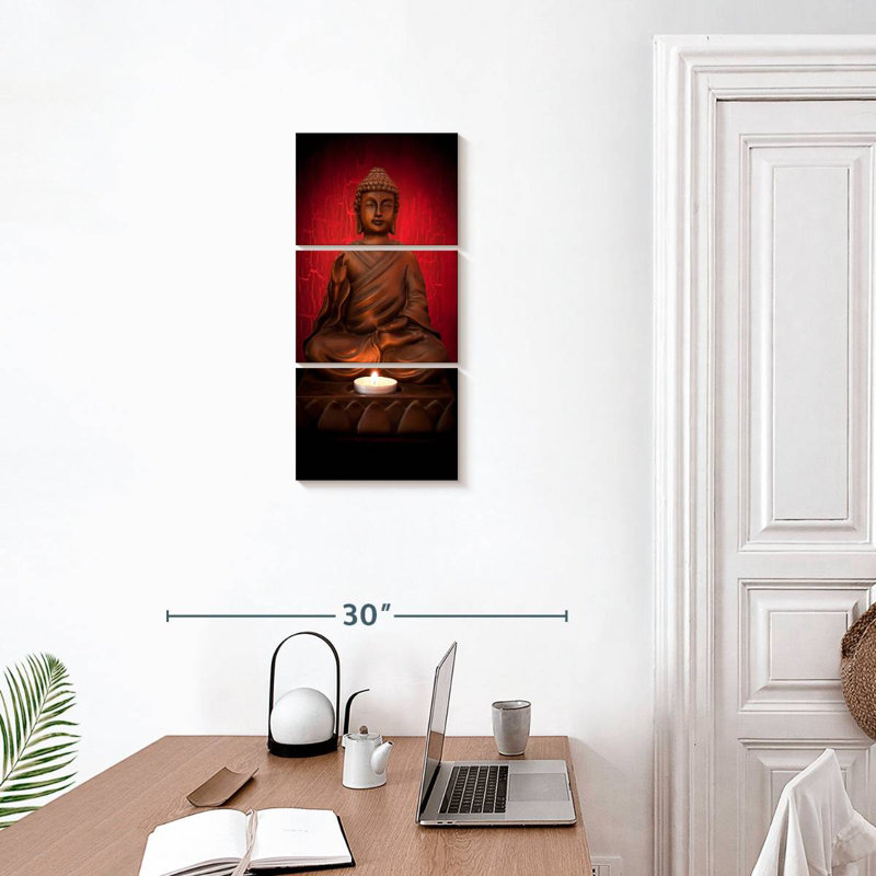 Bougie et Bouddha, H 27 po x l 12 po