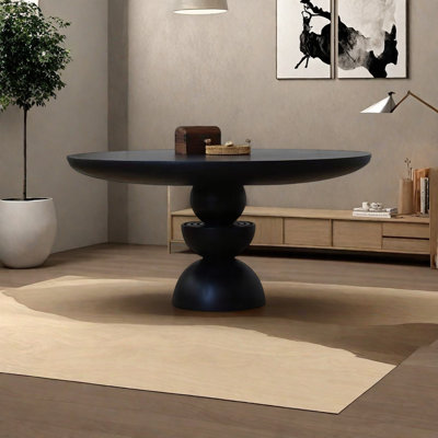 Table de salle à manger en bois de frêne massif avec base ronde unique