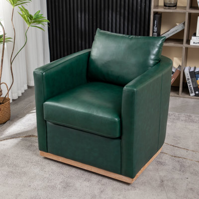 Fauteuil pivotant en cuir véritable de 29 po de large Beaney