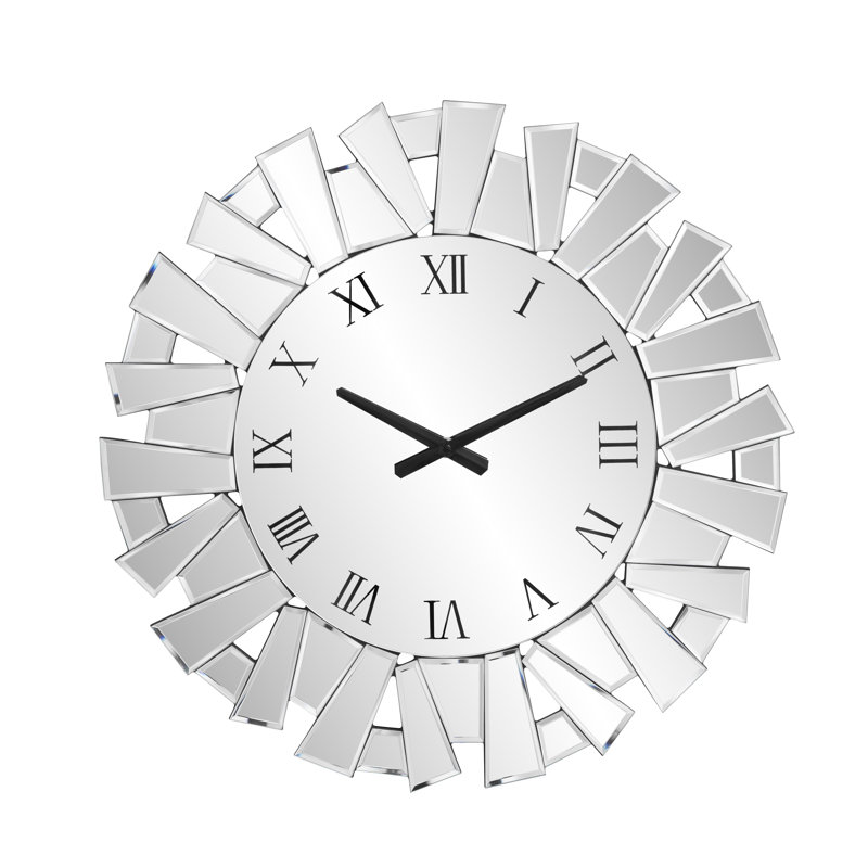 Horloge murale moderne en verre argenté