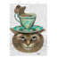 Art sur toile tendue Red Barrel Studio® Fab Funky Gallery, titré: Cheshire avec tasse sur la tête-1564981820
