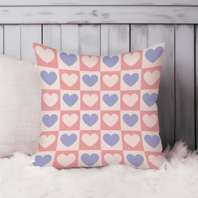 Symbols and Objects Retro 70s Hearts Pattern I Retro Throw Pillow Cover