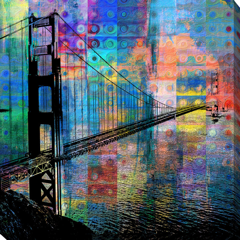 Golden Gate Bridge - reproduction d'art graphique sur toile, H 36 po x l 36 po