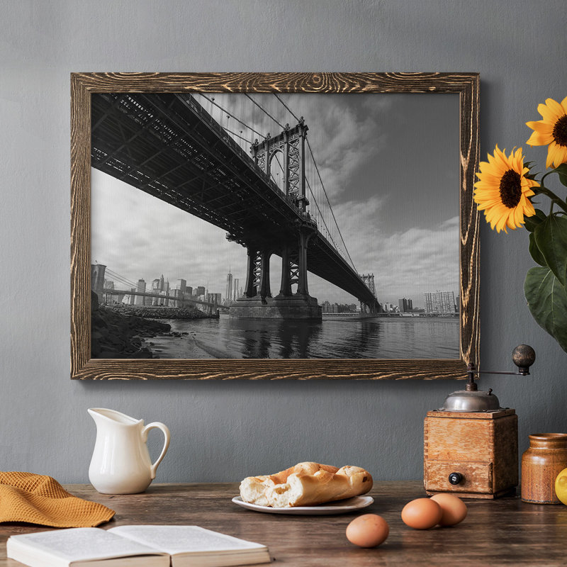 " Manhattan Bridge ", 18" H x 26" W x 1.5" D, Walnut