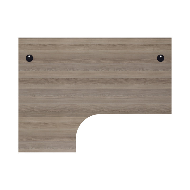 L-Shaped Metal Base Desk Shell, 73cm H x 180cm W x 120cm D, Left, Grey Oak/Silver