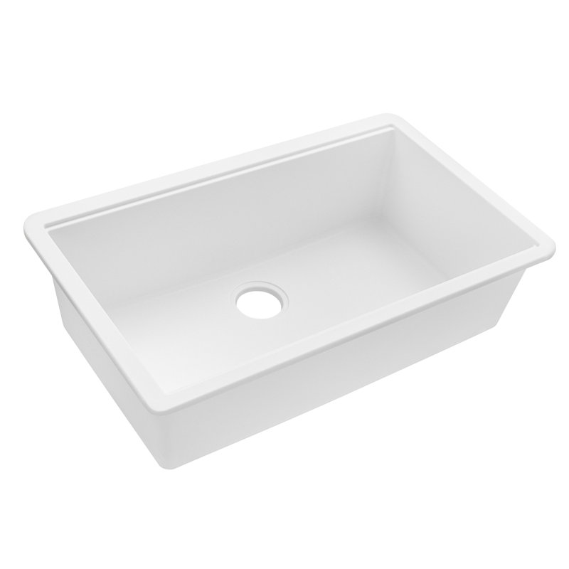 Évier de cuisine à simple cuve en composite de granite 32 x 19 po Ruvati, Blanc arctique
