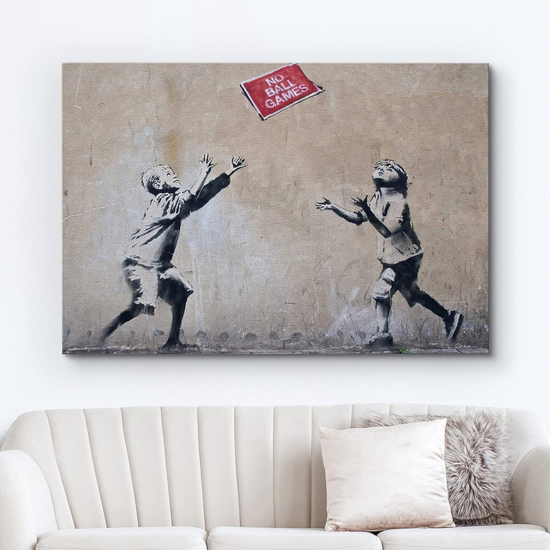 Banksy no ball jeux sur toile, H 32 po x l 48 po x P 1,5 po, Toile tendue