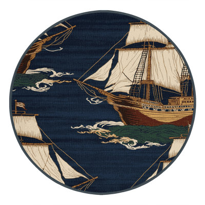 Washable Merchant vessels Nautical Area Rug