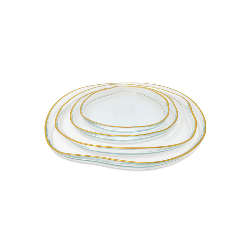 Wynand - 4 assiettes de présentation en forme organique avec côtés colorés, Or