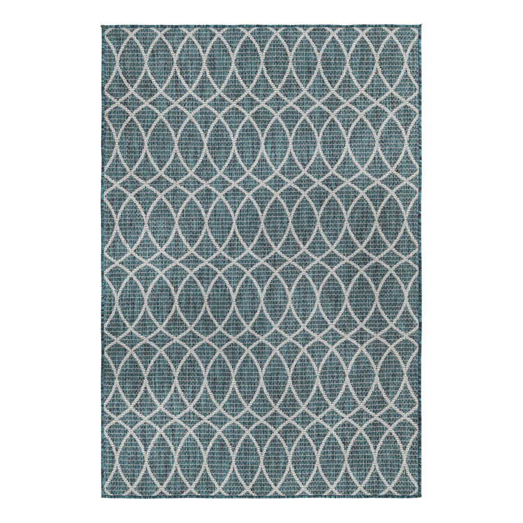 Teal Gitter Indoor/Outdoor Trellis Rug