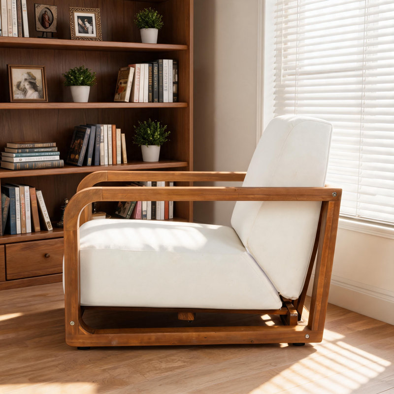 Fauteuil de jardin surdimensionné en bois d'acacia avec coussin, fauteuil lounge à assise profonde